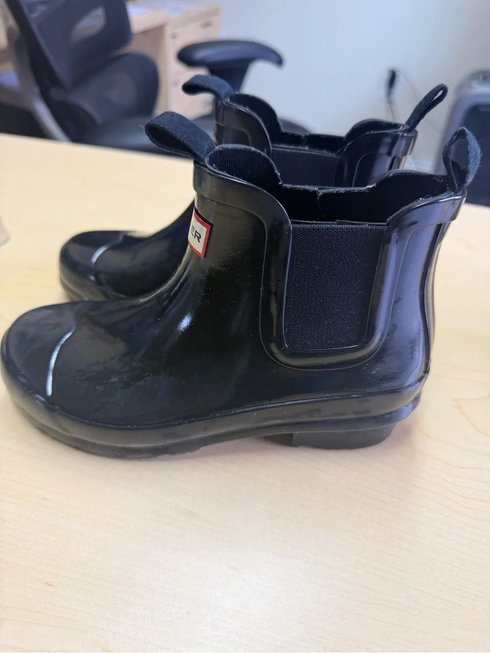 Hunter Kids Black Gloss Chelsea Rain Booties